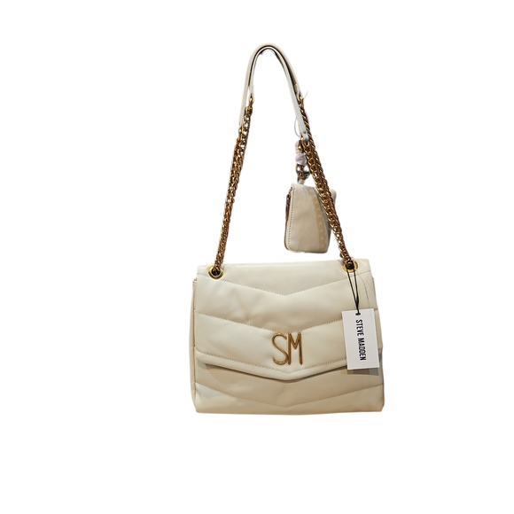 Steve Madden Bparker Oatmilk Cream Quilted Shoulder Bag With Change Wallet - Picture 2 of 15